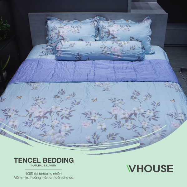 Bộ Drap Giường TENCEL 5 Món Chun Bọc 1m6 60S08